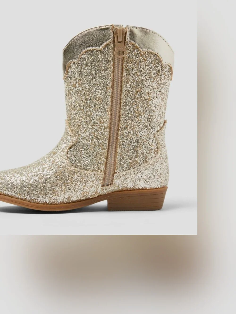 Cat & Jack Glitter Heart Cowboy Boots - Gold with Pink